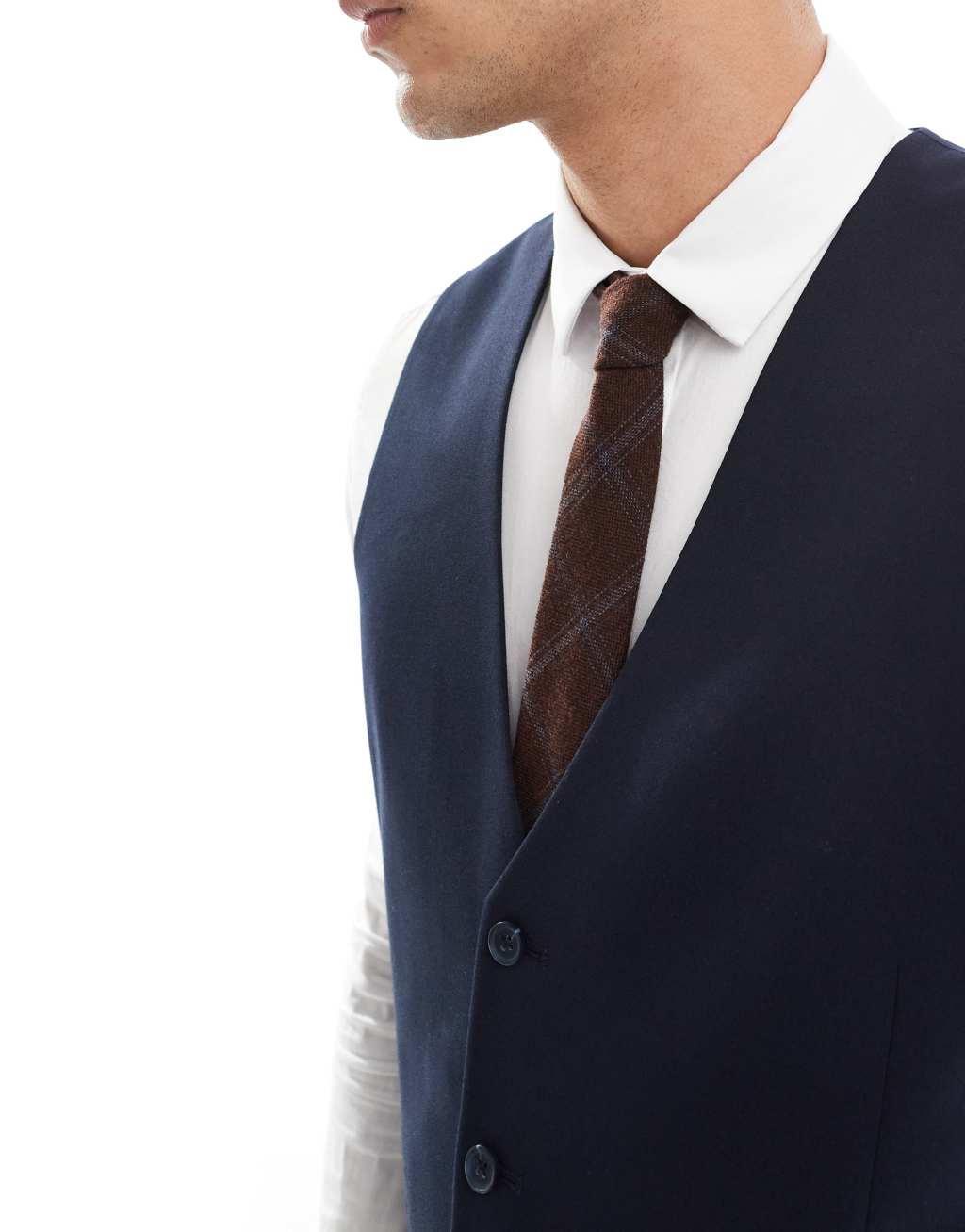 ASOS DESIGN slim suit vest in navy Product Image