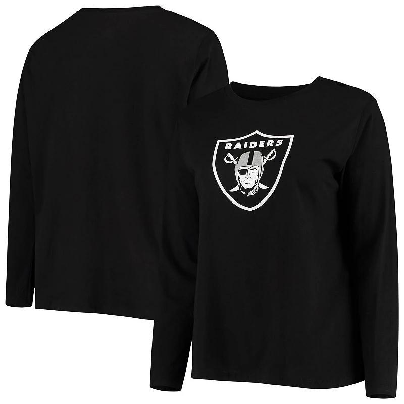 Women's Fanatics Branded Black Las Vegas Raiders Plus Size Primary Logo Long Sleeve T-Shirt, Size: 4XL, Lvr Black Product Image