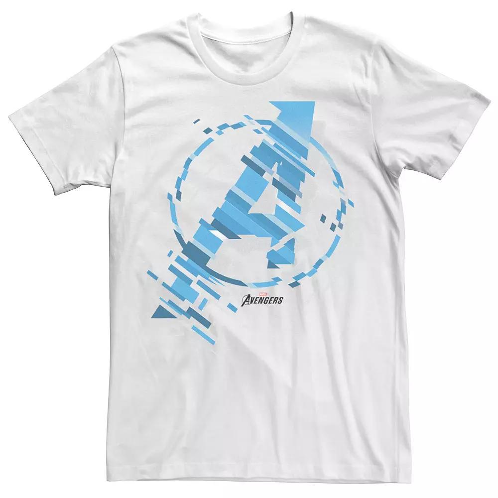 Men's Marvel Avengers Symbol Digital Glitch Tee, Size: Small, White Product Image