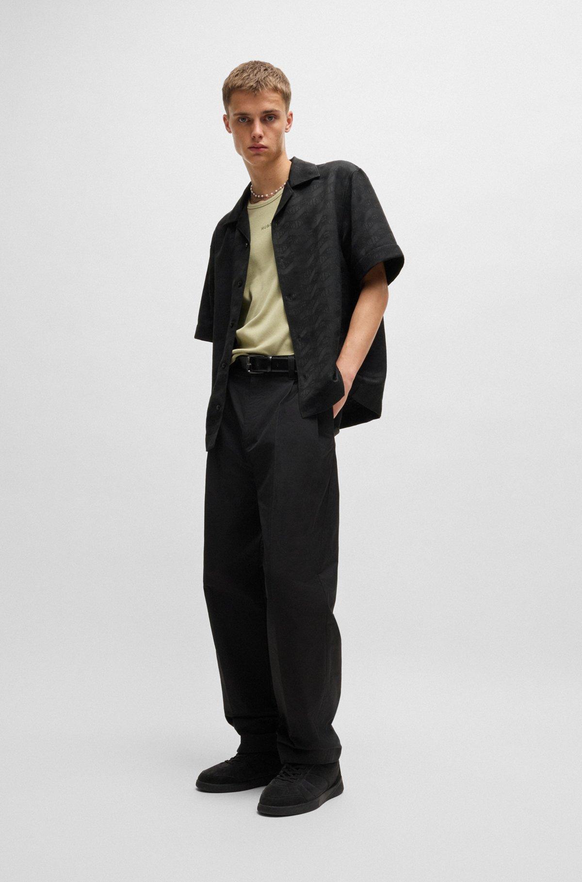 Oversize-fit shirt in geometric-logo jacquard Product Image