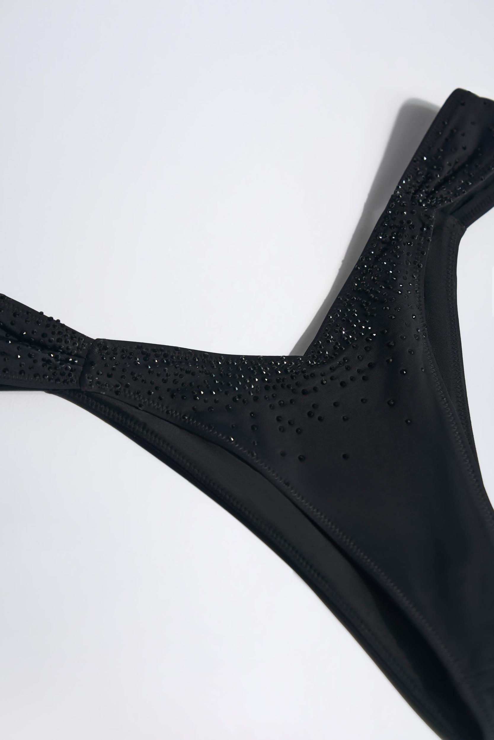 Embellished Bandeau Bikini Top in Black Product Image
