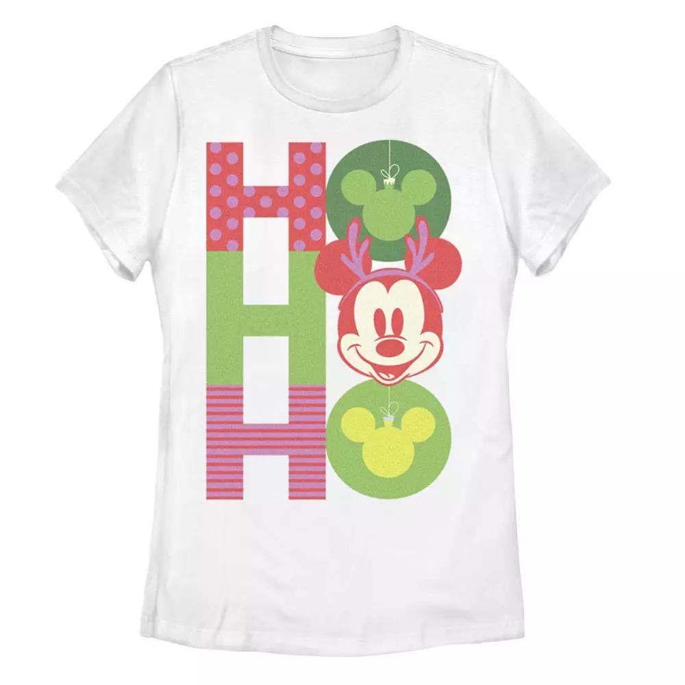 Disney's Mickey Mouse Juniors' Christmas Ornaments Graphic Tee, Women's, Size: XL, White Product Image