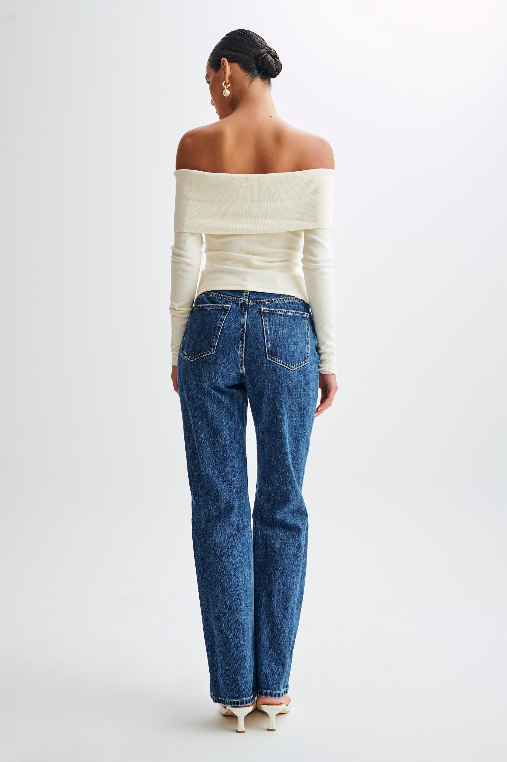 Diedre Buttoned Off Shoulder Knit Top - White Product Image