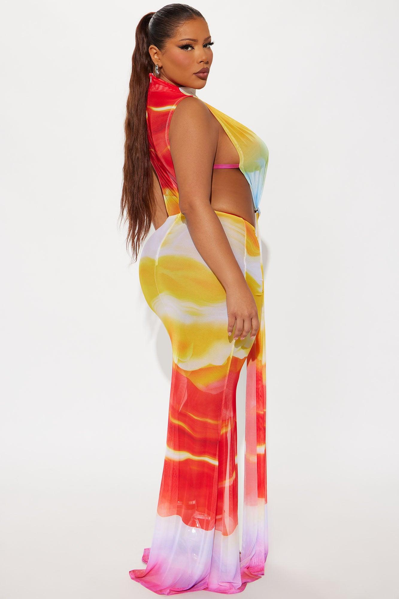 On The Wild Side Draped Maxi Dress - Yellow/combo Product Image