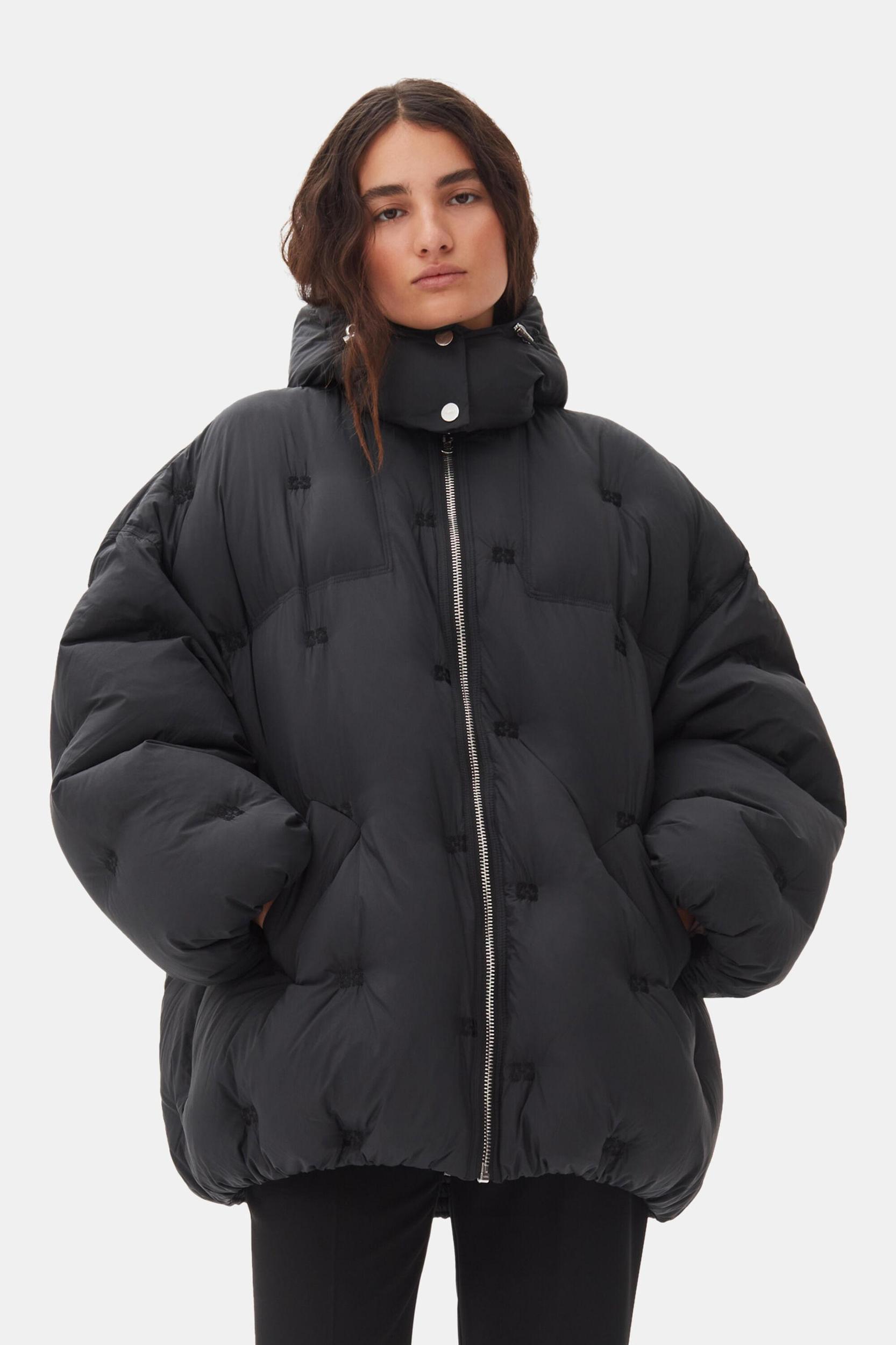 Black Midi Tech Puffer Jacket Product Image