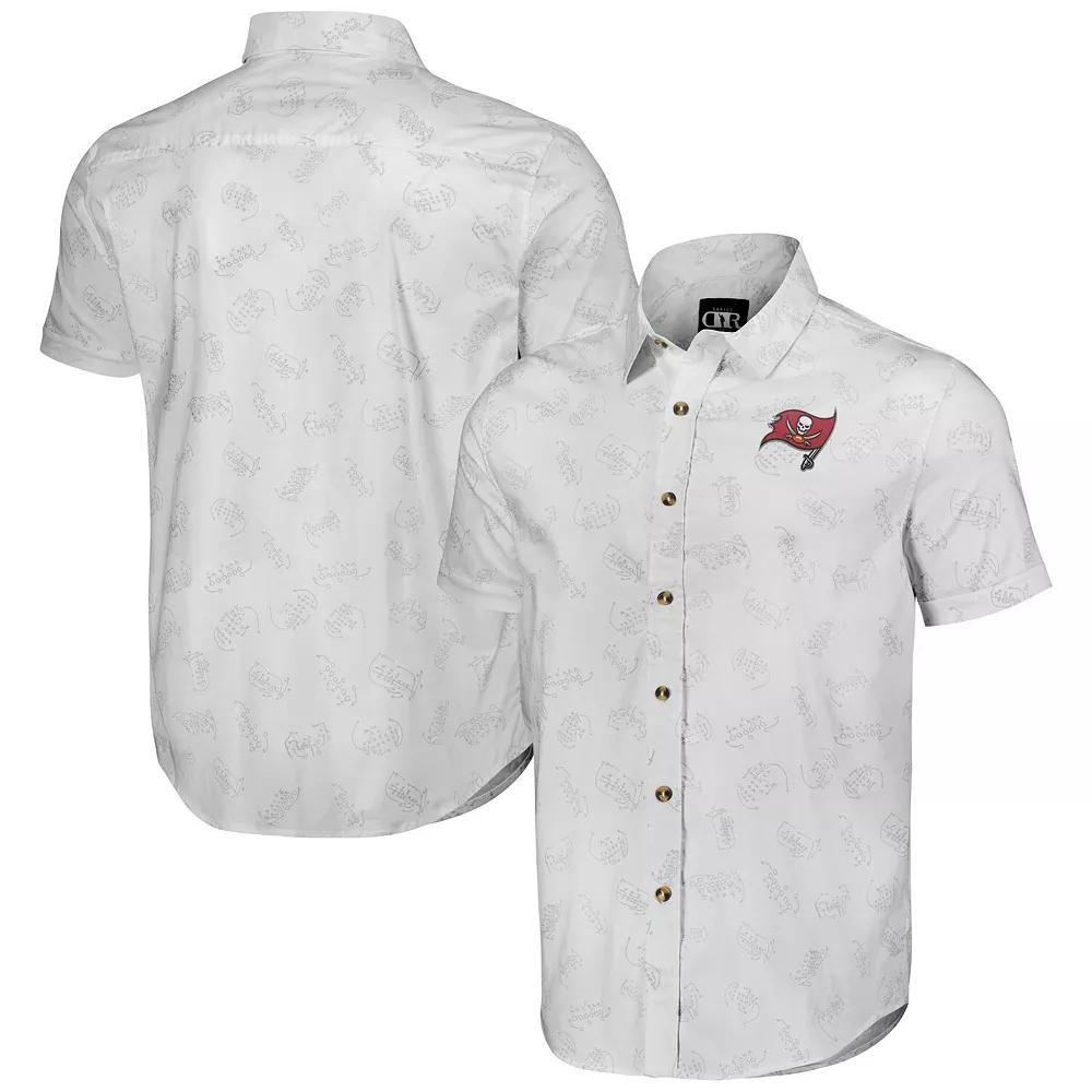 Men's NFL x Darius Rucker Collection by Fanatics White Tampa Bay Buccaneers Woven Short Sleeve Button Up Shirt, Size: Large Product Image