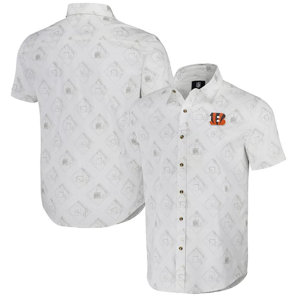 Men's NFL x Darius Rucker Collection by Fanatics White Cincinnati Bengals Woven Short Sleeve Button Up Shirt, Size: Large Product Image