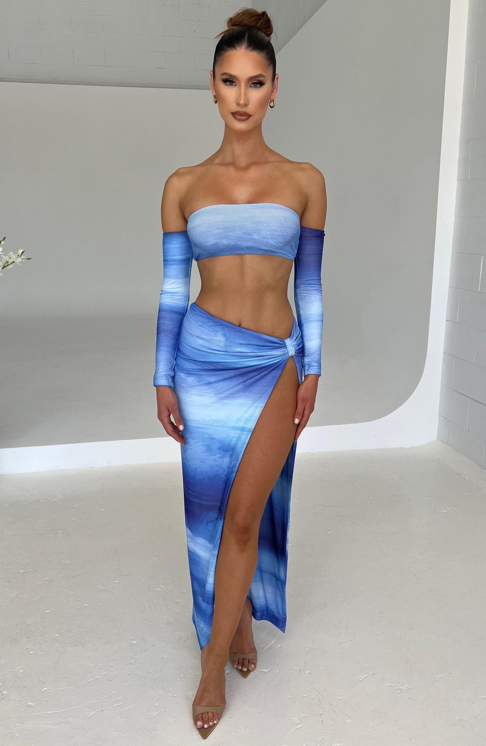 Brynn Maxi Skirt - Blue Haze Print Product Image
