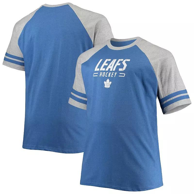 Mens Heathered Blue Toronto Maple Leafs Big & Tall Raglan T-Shirt Product Image