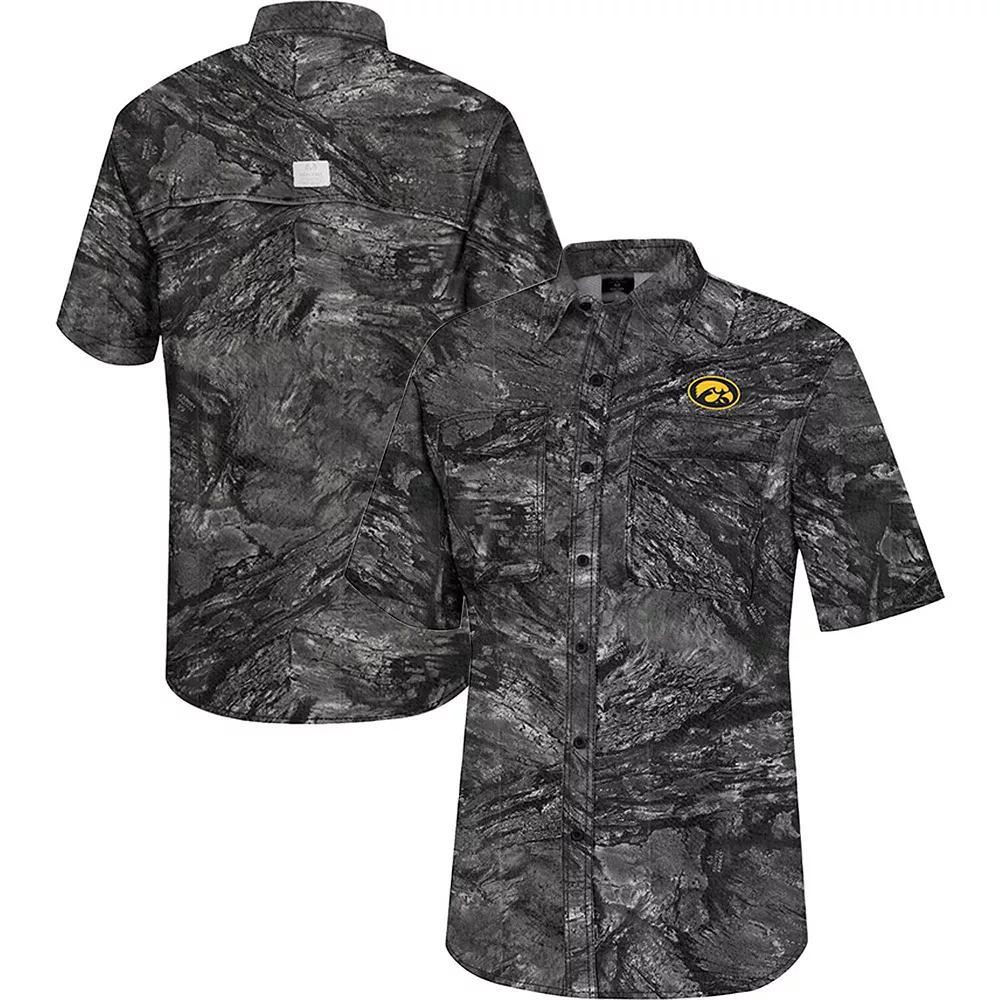 Mens Colosseum Charcoal Kansas State Wildcats Realtree Aspect Charter Full-Button Fishing Shirt Product Image