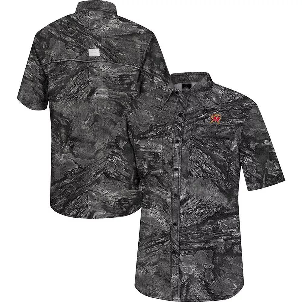 Mens Colosseum Charcoal Kansas State Wildcats Realtree Aspect Charter Full-Button Fishing Shirt Product Image