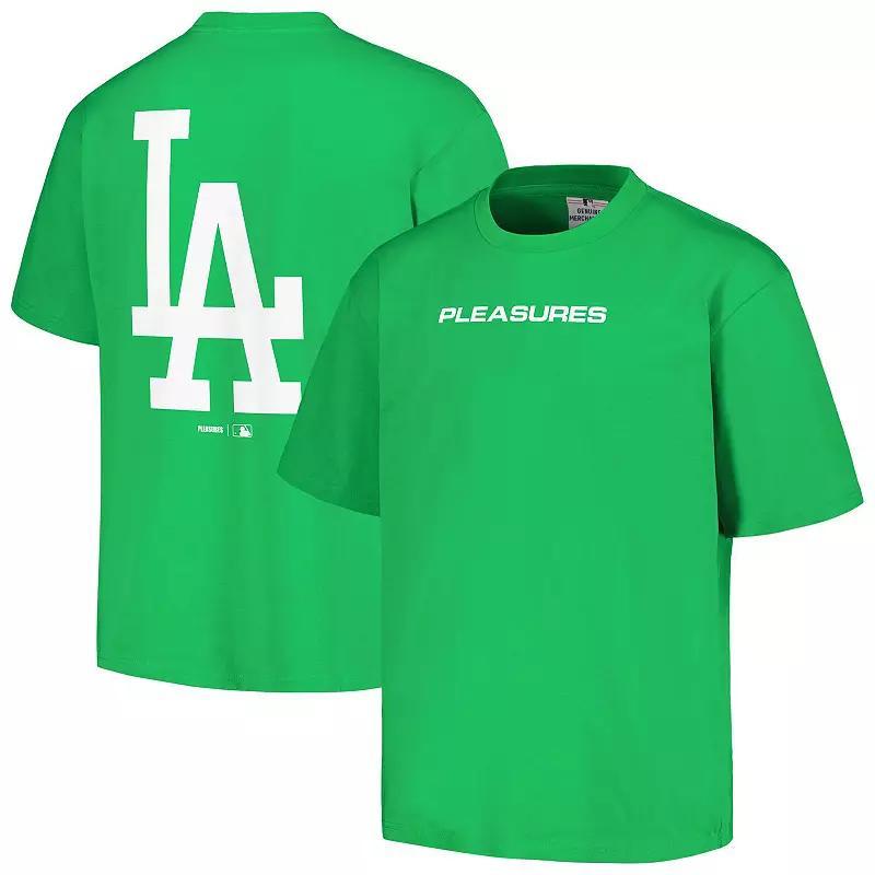 Men's PLEASURES  Green Los Angeles Dodgers Ballpark T-Shirt, Size: Small Product Image