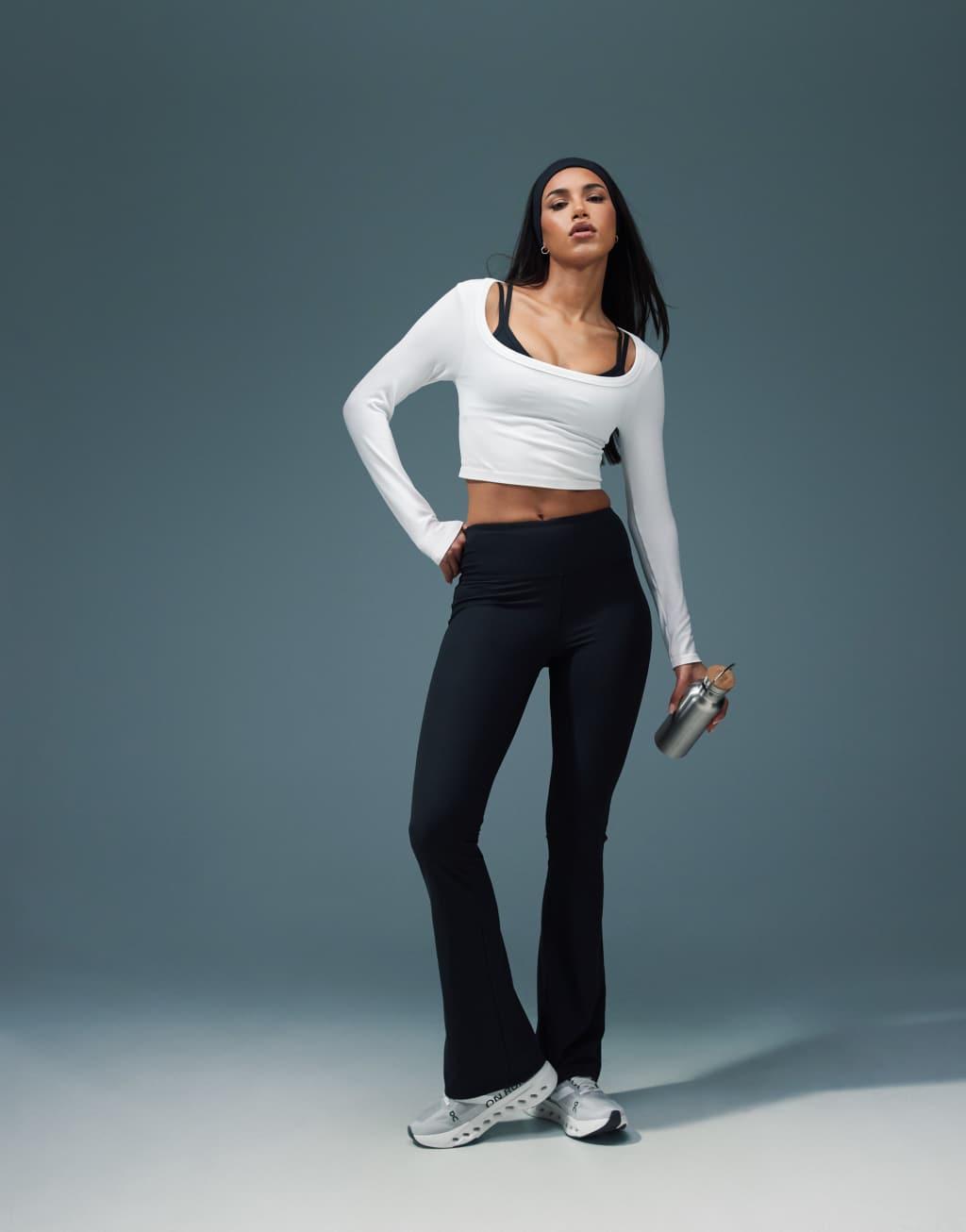 4505 soft touch rib knit light support sports bra in black  Product Image