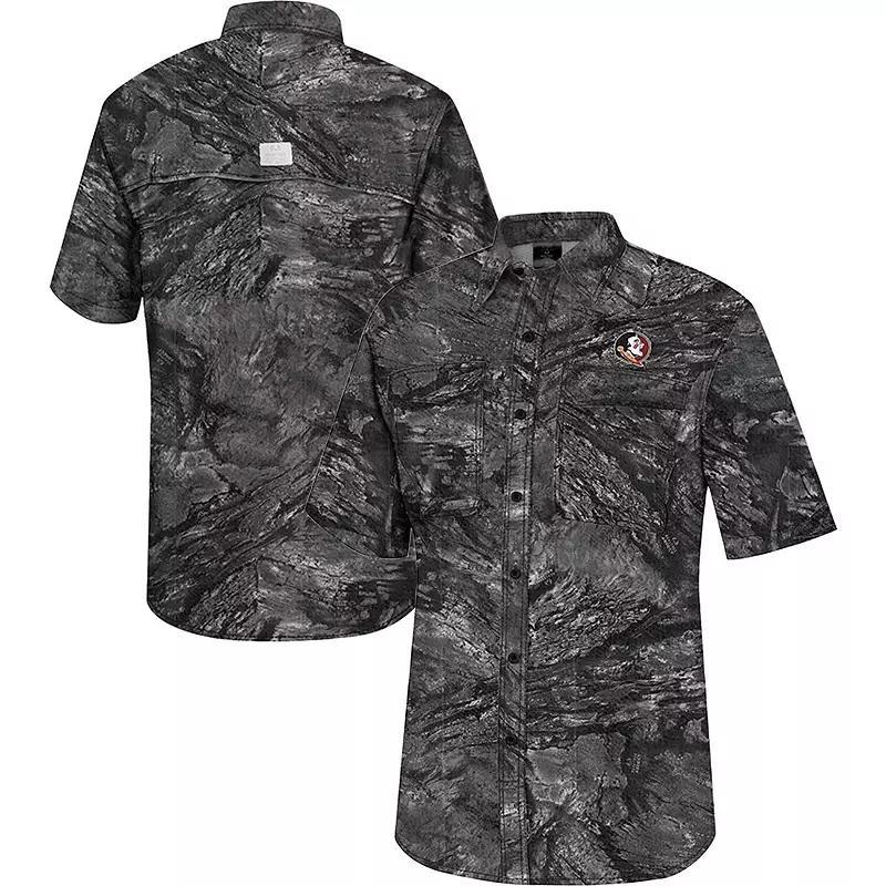 Mens Colosseum Charcoal Kansas State Wildcats Realtree Aspect Charter Full-Button Fishing Shirt Product Image