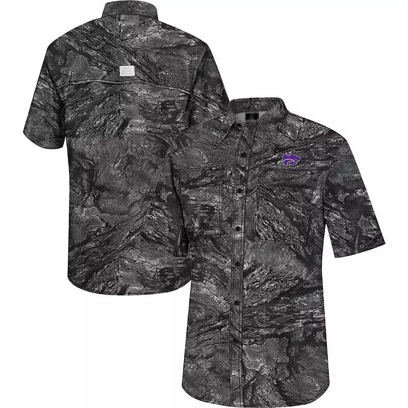 Mens Colosseum Charcoal Kansas State Wildcats Realtree Aspect Charter Full-Button Fishing Shirt Product Image