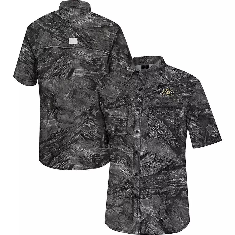 Mens Colosseum Charcoal Kansas State Wildcats Realtree Aspect Charter Full-Button Fishing Shirt Product Image