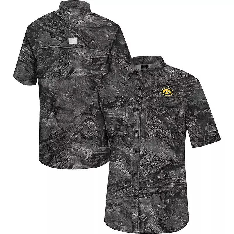 Mens Colosseum Charcoal Kansas State Wildcats Realtree Aspect Charter Full-Button Fishing Shirt Product Image