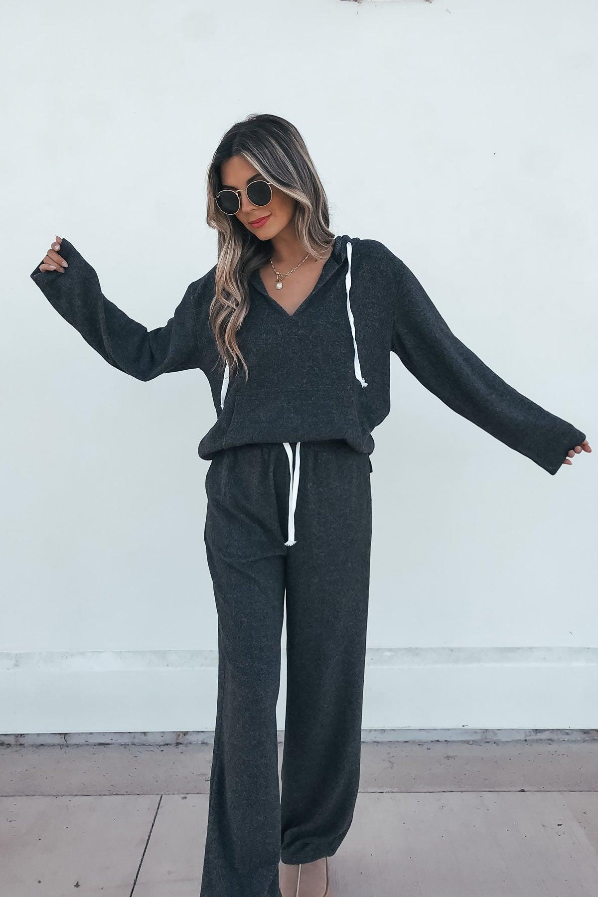 Charcoal Pullover Sweatshirt and Pant Set Product Image