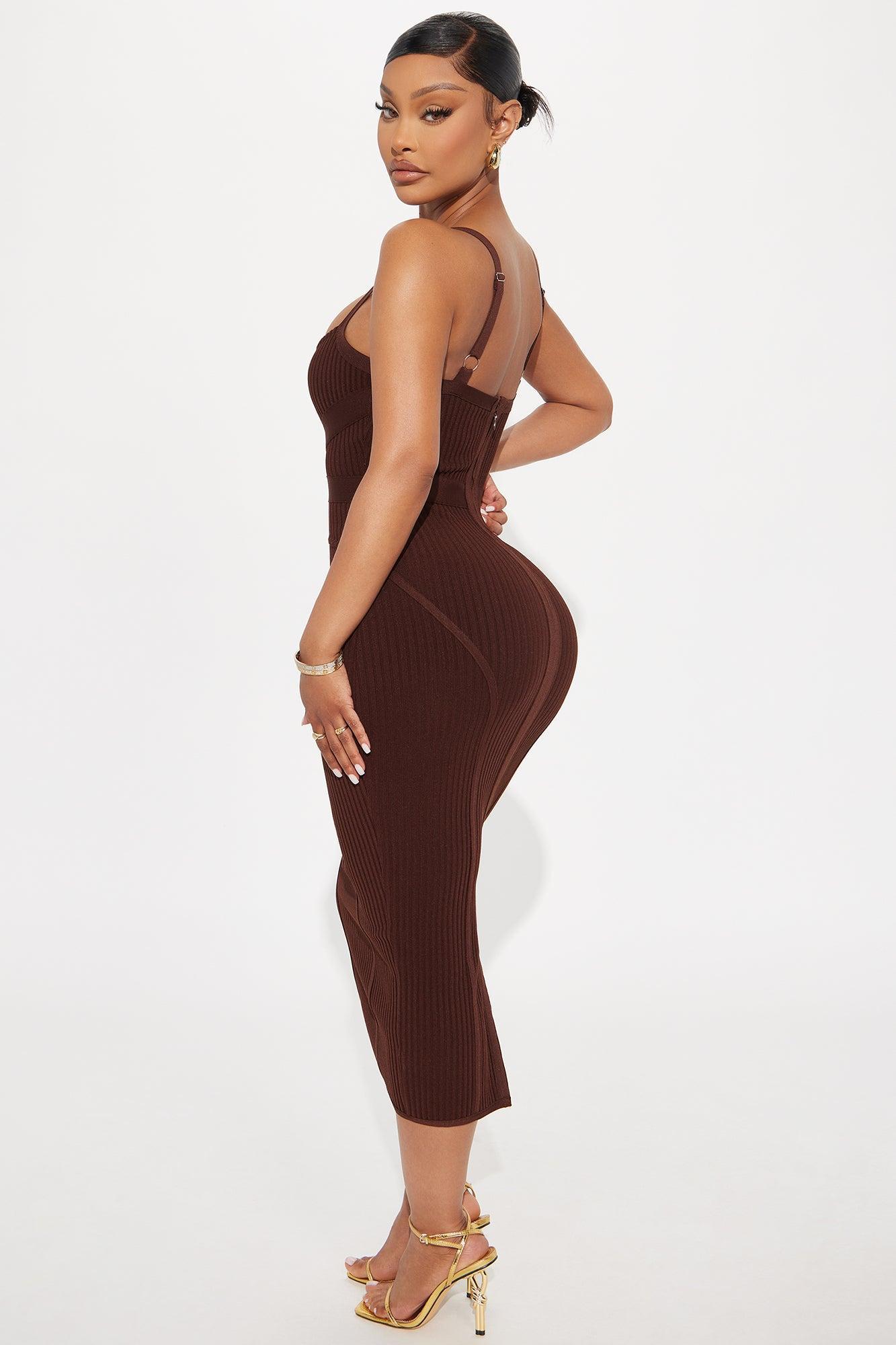 Misty Bandage Midi Dress - Chocolate Product Image