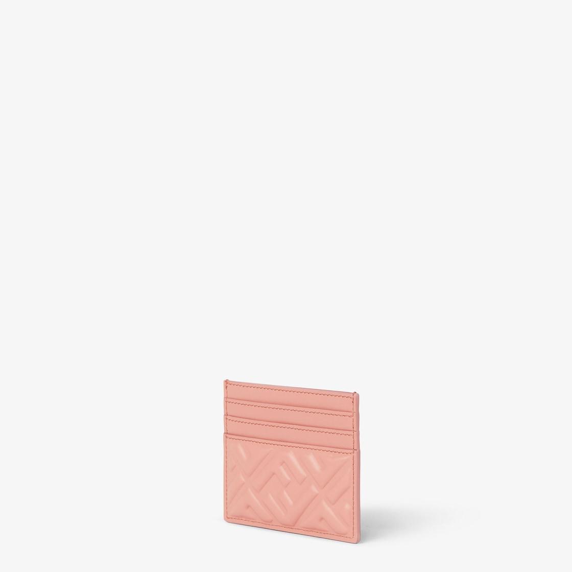 Baguette Card CasePink nappa leather flat card case with FF motif Product Image