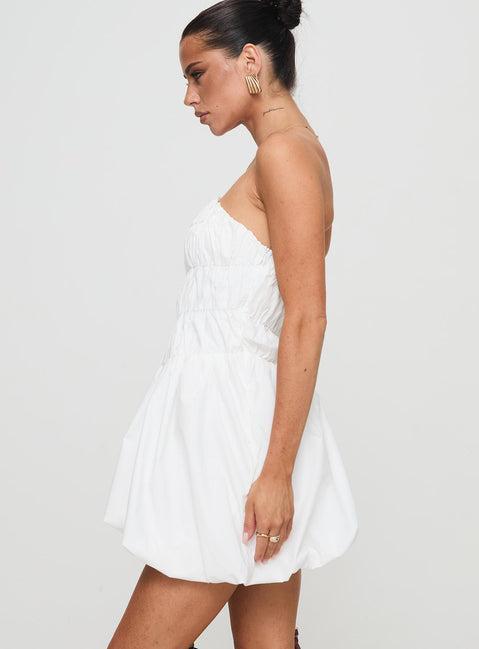 Karenza Bubble Hem Mini Dress White Product Image