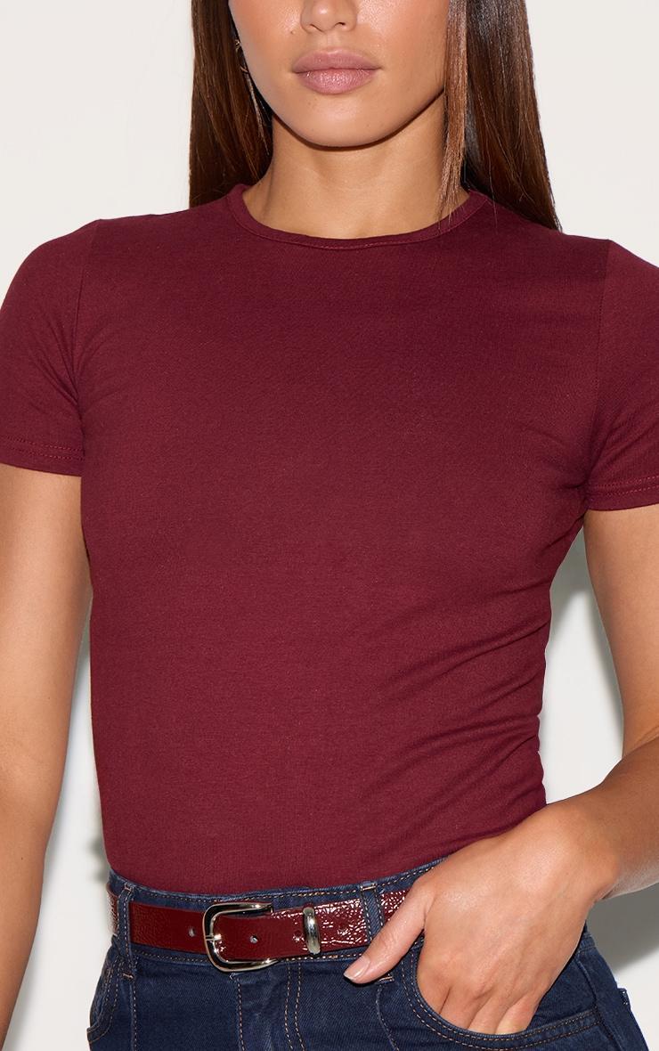 Tall Burgundy Premium Cotton Cap Sleeve T-shirt Product Image