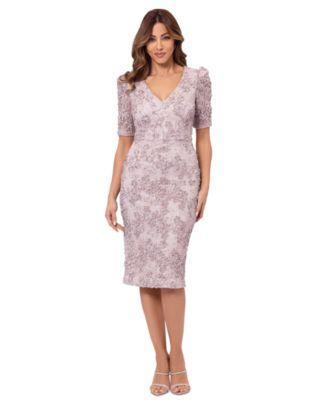 XSCAPE Short Soutache 3/4 Sleeve Women's Dress Product Image
