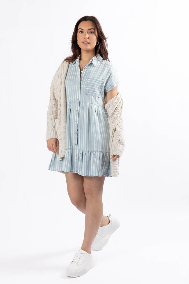 I Told You Striped Chambray Shirt Dress Product Image