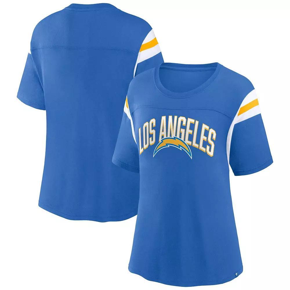 Women's Fanatics Branded Powder Blue Los Angeles Chargers Earned Stripes T-Shirt, Size: XS, Light Product Image