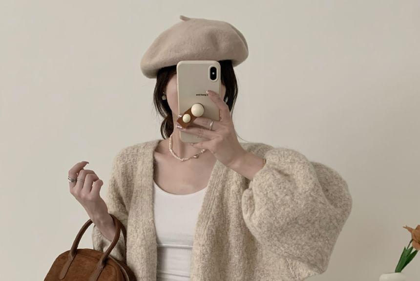 Plain Open Front Oversized Cardigan Product Image