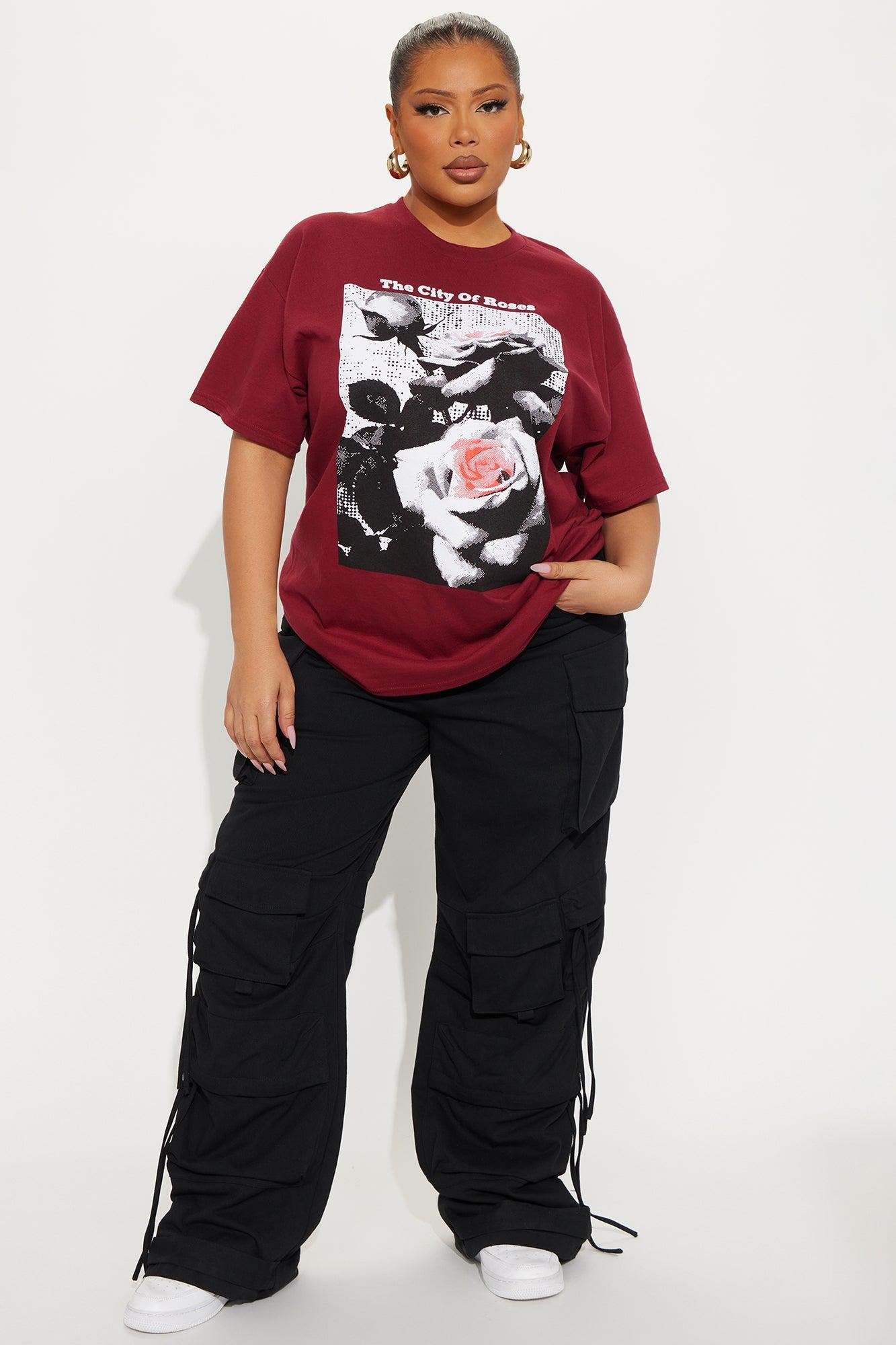 City Of Roses Oversized Tee - Burgundy Female Product Image