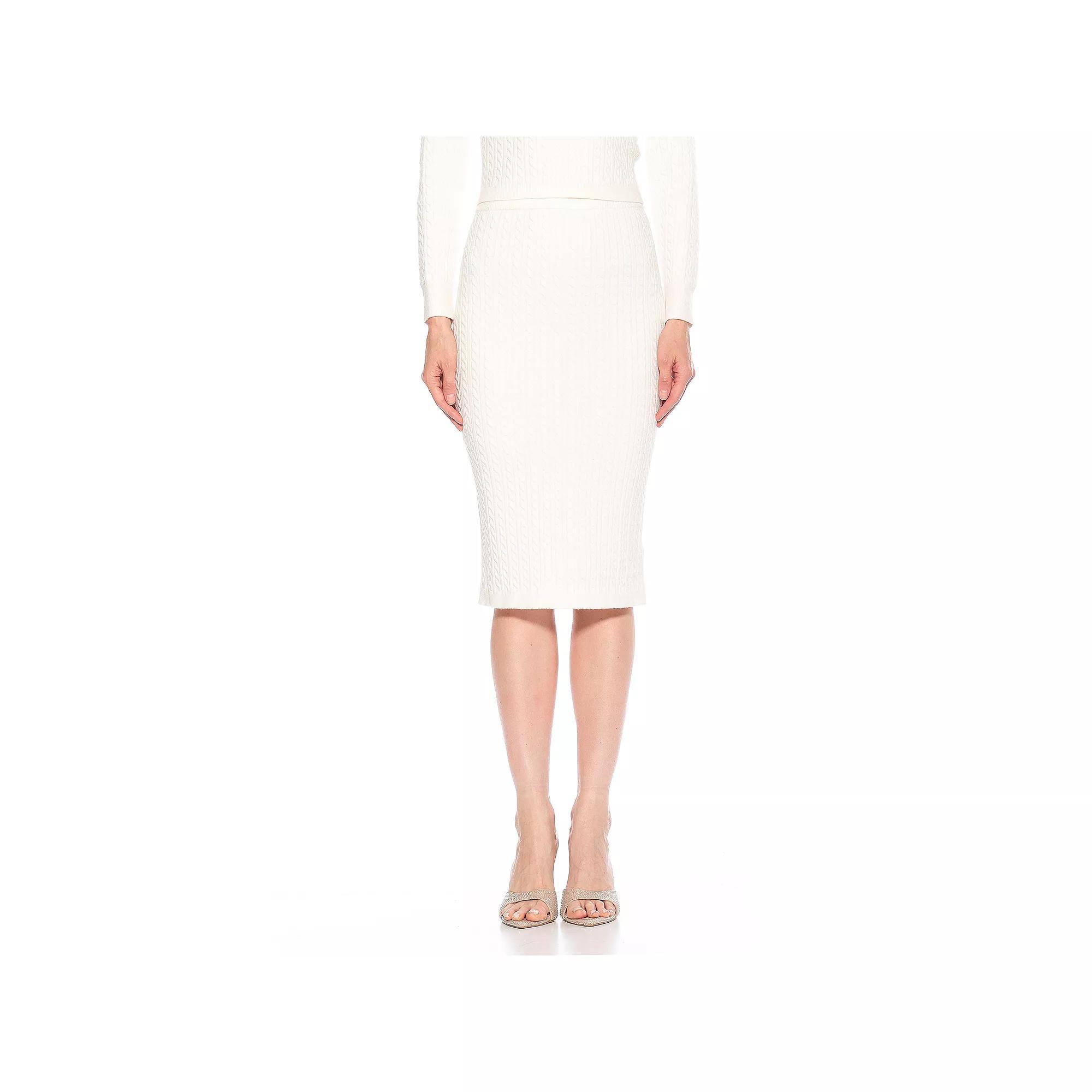 Women's ALEXIA ADMOR Cable-Knit Midi Skirt, Size: XL, Ivory Product Image