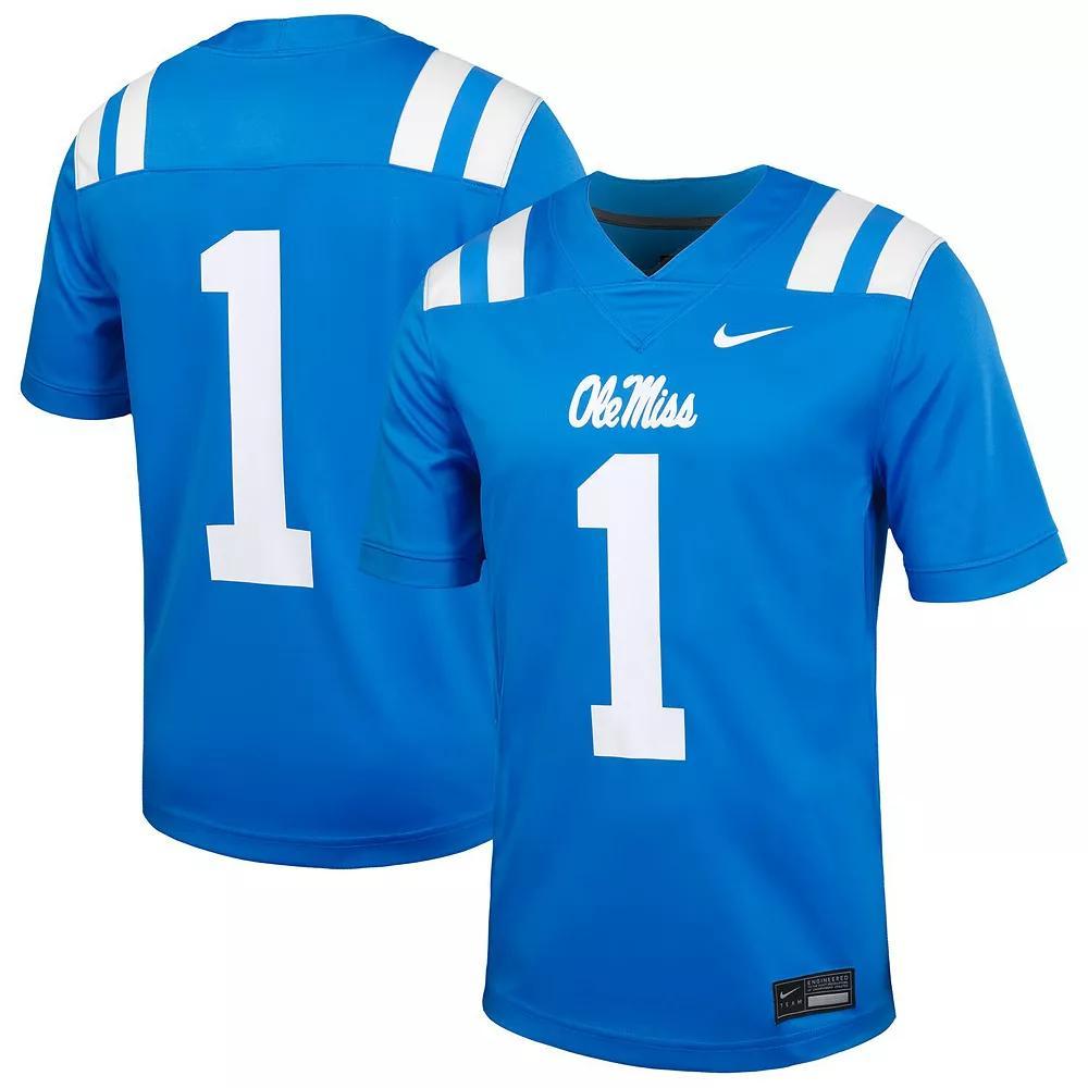 Men's Nike #1 Powder Blue Ole Miss Rebels Untouchable Football Jersey, Size: 2XL, Light Product Image