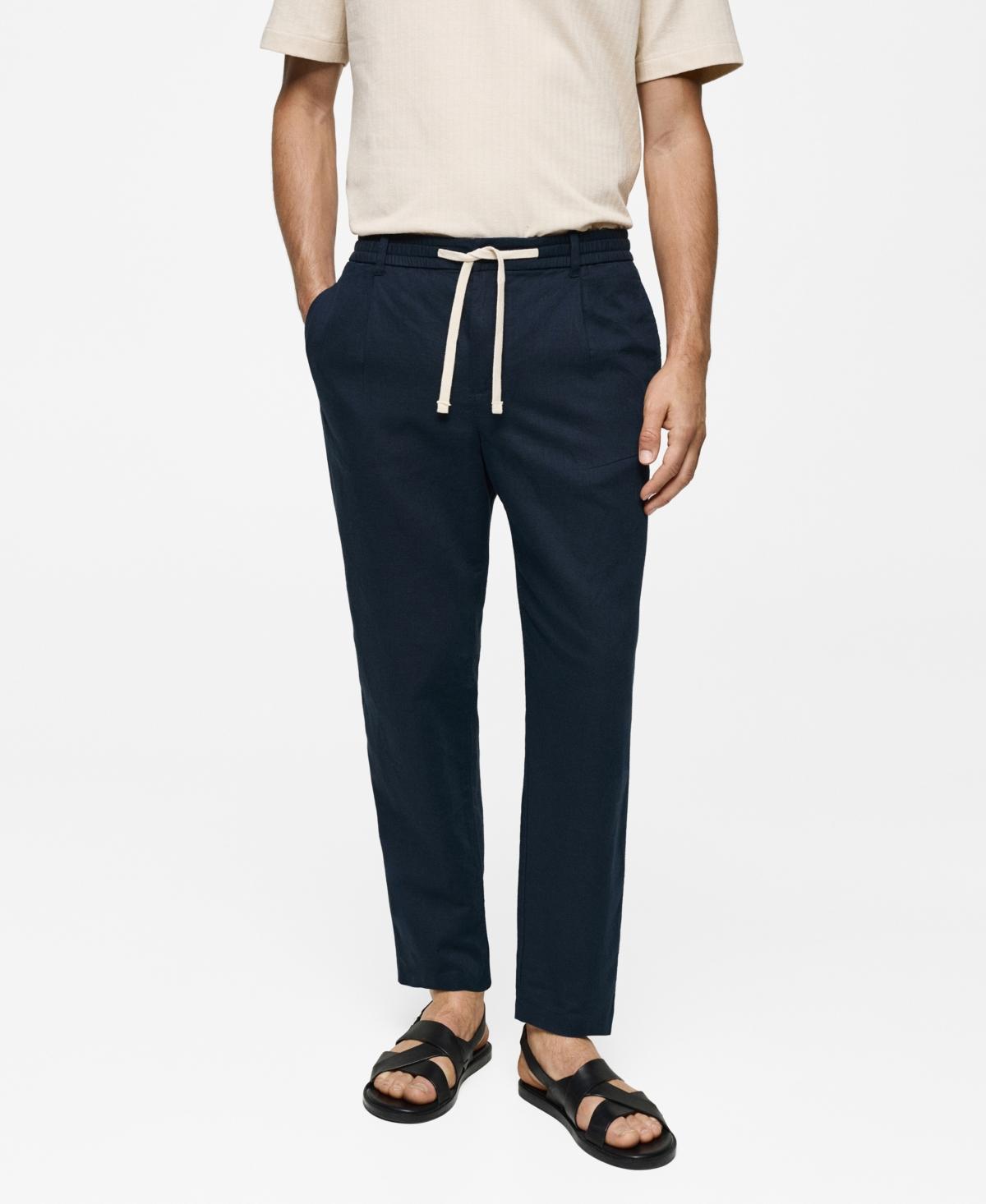 Mango Mens Drawstring Detail Slim-Fit Pants Product Image