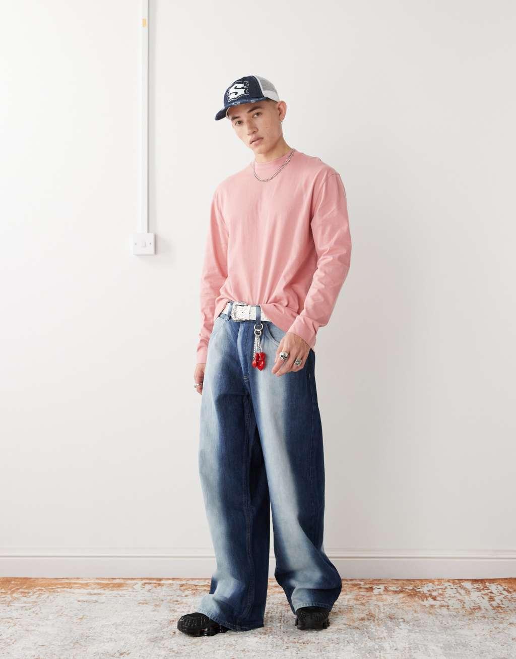 COLLUSION long sleeve t-shirt in pink Product Image