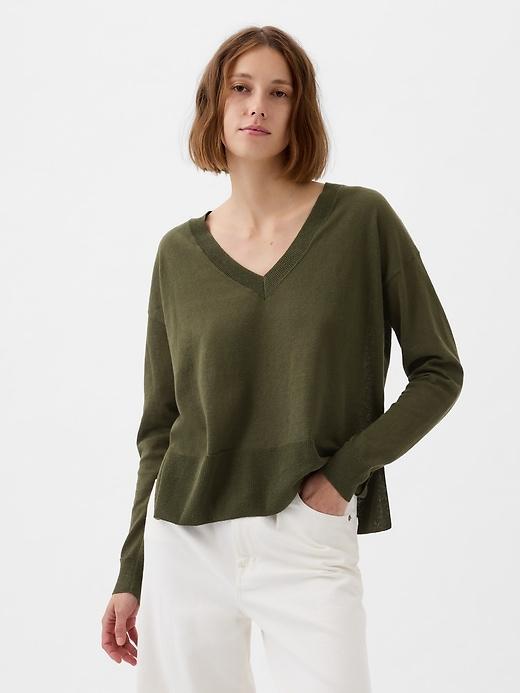 24/7 Split-Hem Linen-Blend Sweater Product Image