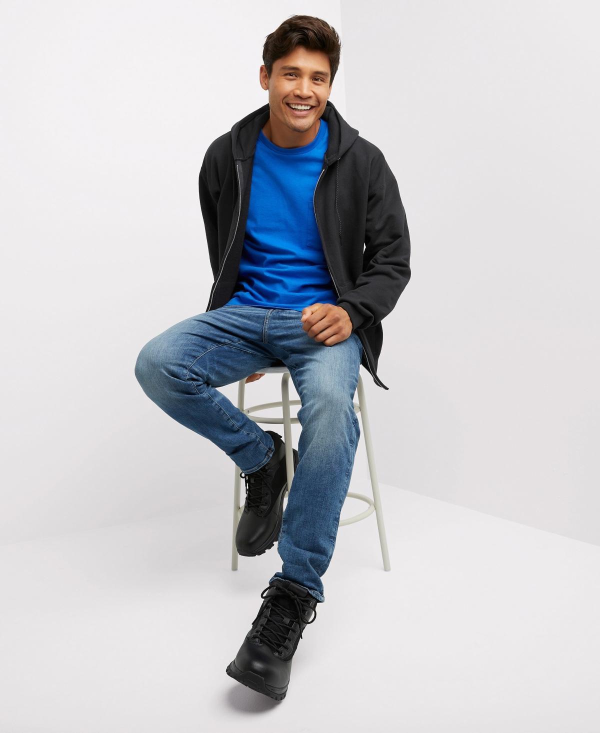 Men's Hanes Ultimate® Fleece Full-Zip Hoodie, Size: Large, Light Silver Product Image