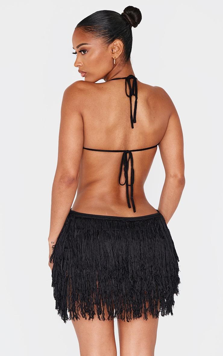 Shape Black Fringe Knit Cut Out Dress Product Image