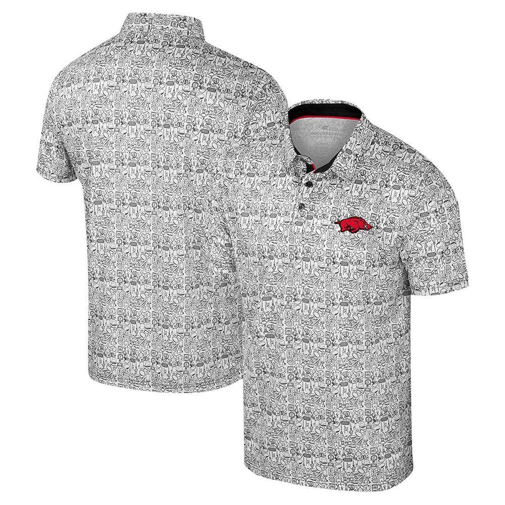 Men's Colosseum White Arkansas Razorbacks Big & Tall It's Time! Allover Printed Polo, Size: 5XLT Product Image