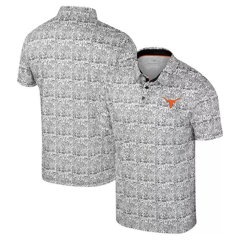 Men's Colosseum White Alabama Crimson Tide Big & Tall It's Time! Allover Printed Polo, Size: XLT Product Image