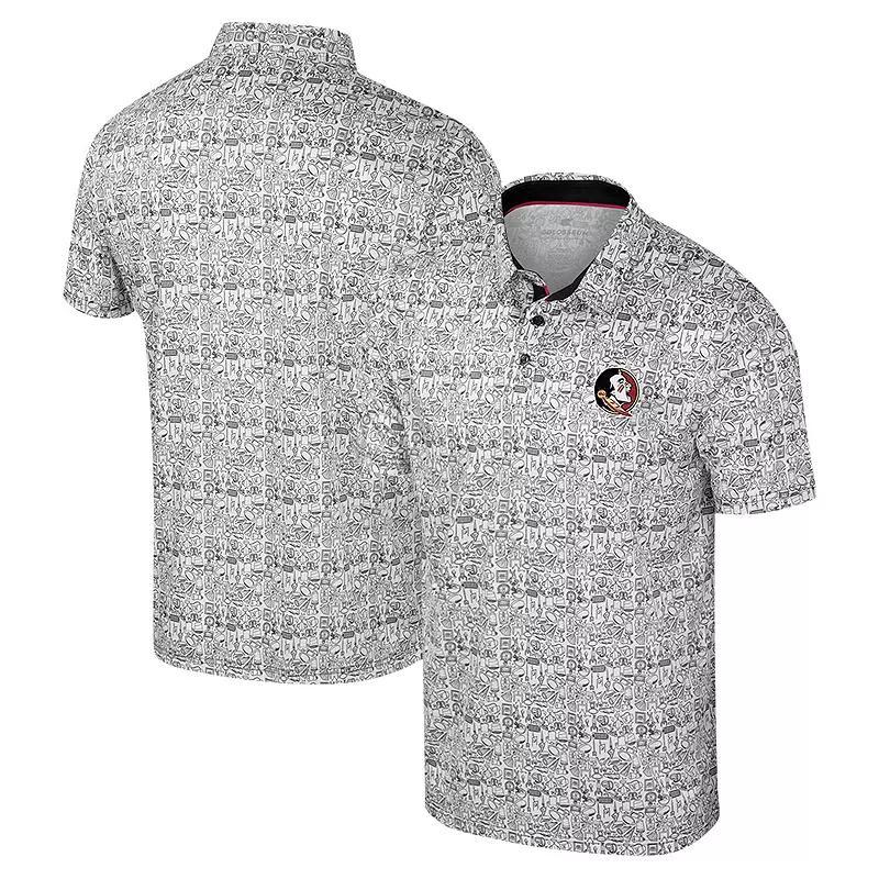 Men's Colosseum White Arkansas Razorbacks Big & Tall It's Time! Allover Printed Polo, Size: 5XLT Product Image