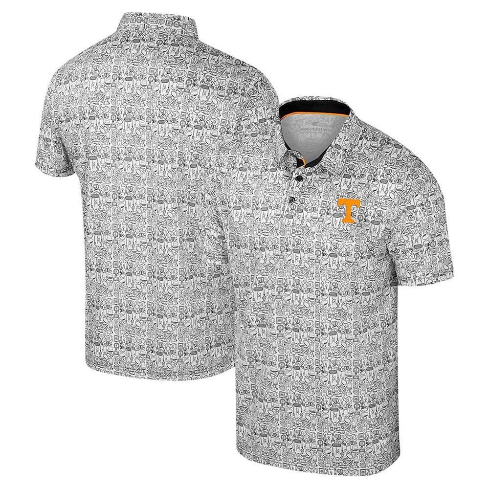 Men's Colosseum White Alabama Crimson Tide Big & Tall It's Time! Allover Printed Polo, Size: XLT Product Image
