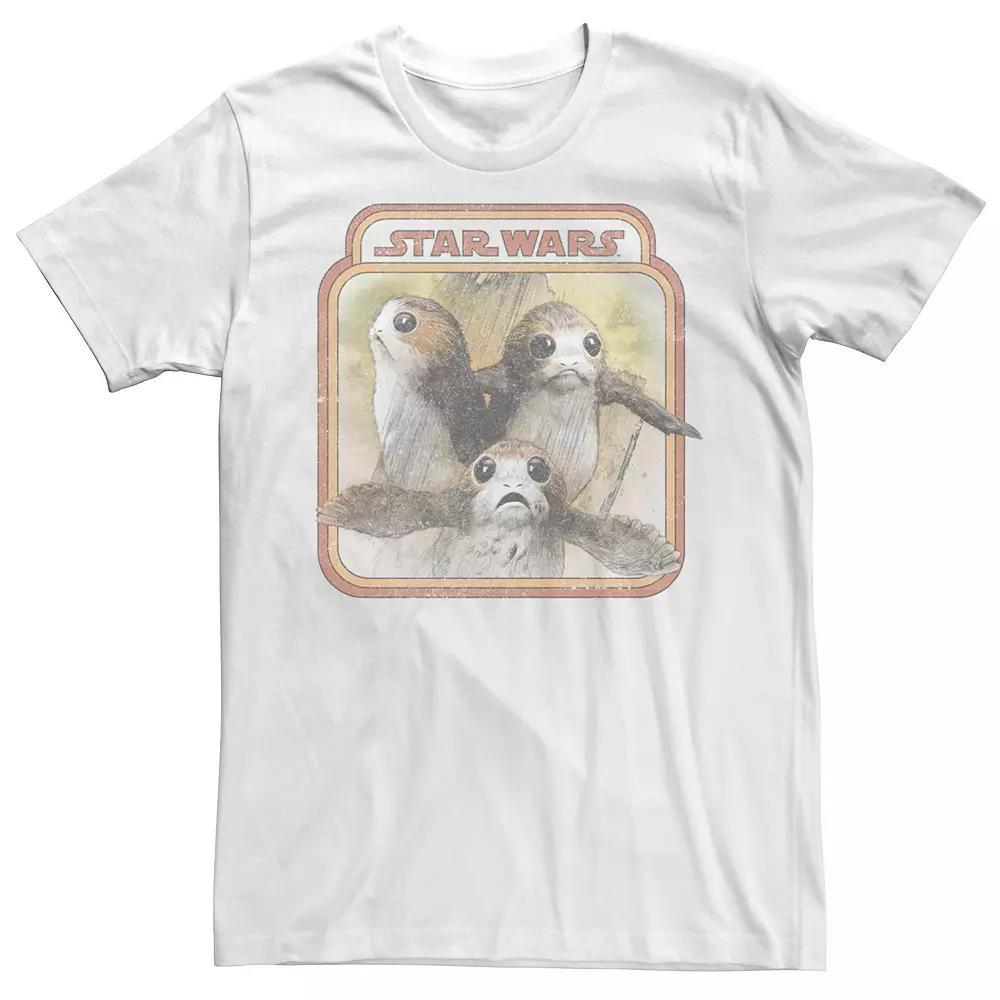 Men's Star Wars Last Jedi Porg Triplets Retro Box Tee, Size: Small, Natural Product Image