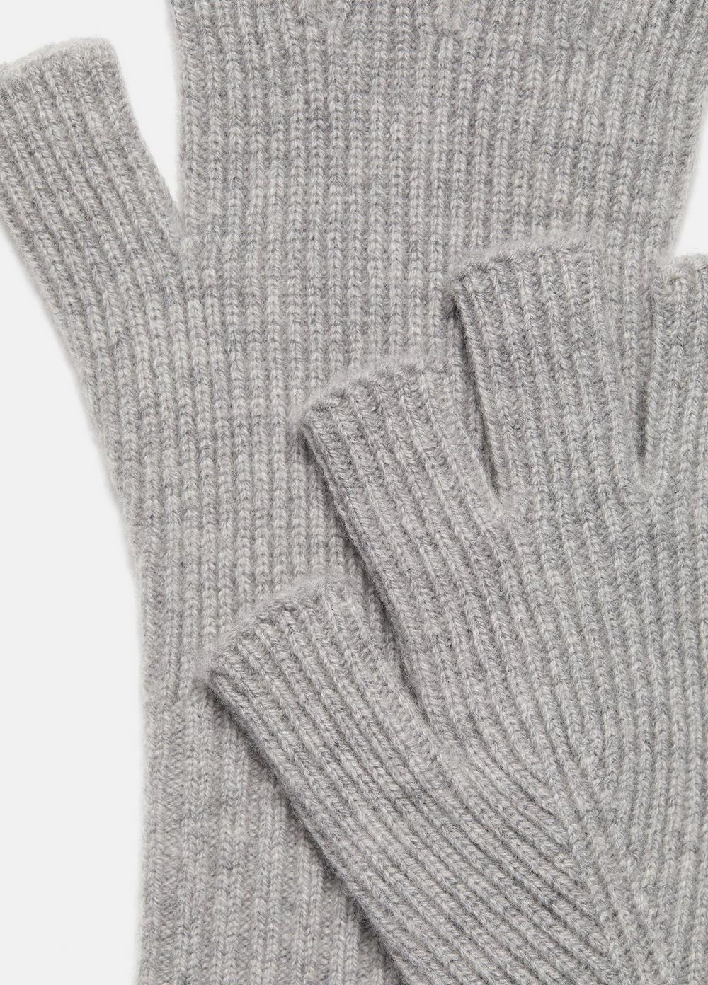 Mens Wool-Cashmere Rib-Knit Fingerless Glove, Heather Black Vince Product Image