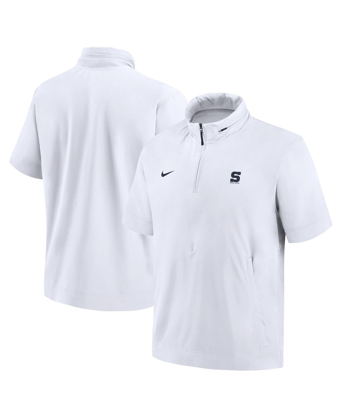 Men's Nike White Georgia Bulldogs 2024 Sideline Coach Short Sleeve Half-Zip Hoodie Jacket, Size: Medium Product Image
