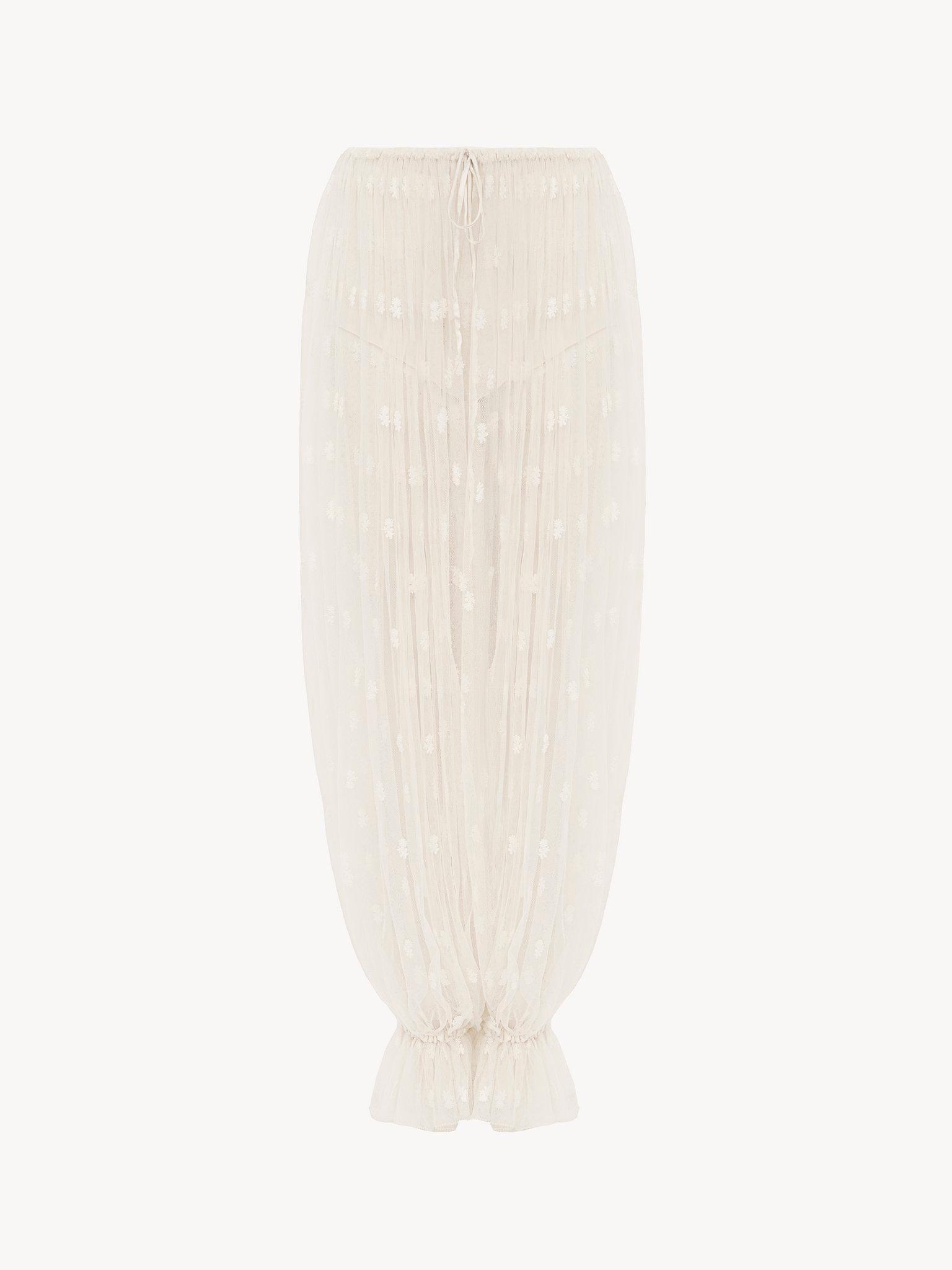 Drawstring pants in embroidered lace Product Image
