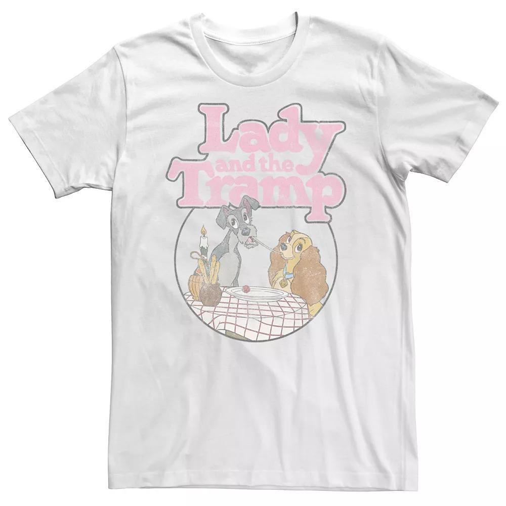 Big & Tall Disney Lady And The Tramp Table Scene Portrait Logo Tee, Men's, Size: XXL Tall, White Product Image