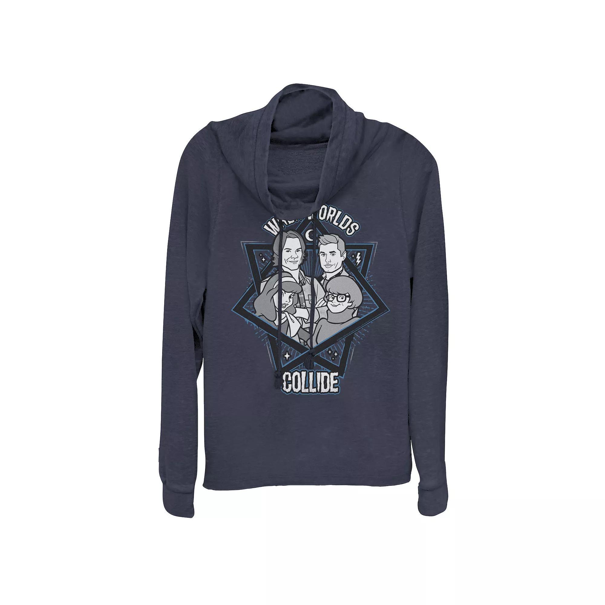 Disney Princesses Royal Courage Group Sketch Juniors' Cowlneck Graphic Lightweight Long Sleeve, Girl's, Size: 4XL, Blue Product Image