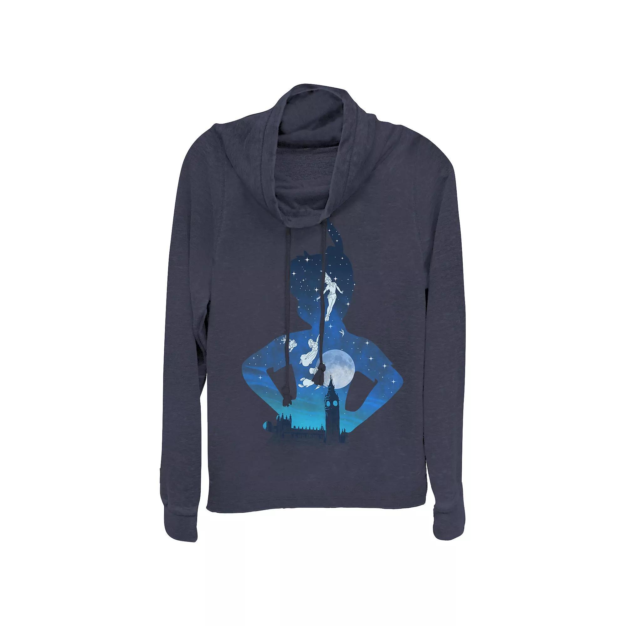Women's Plus True Crime And Good Wine Cowlneck Graphic Lightweight Long Sleeve, Size: 2XL, Blue Product Image