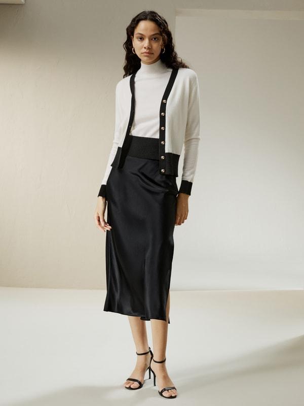 Gemini Cashmere Cardigan with Contrasting Hem Product Image